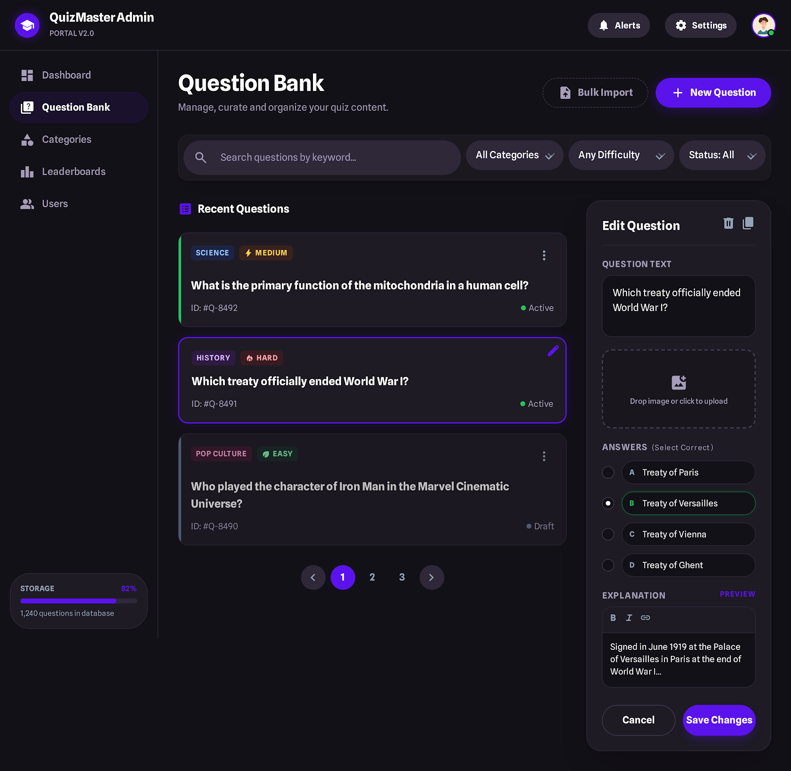 10. Admin Question Bank Management