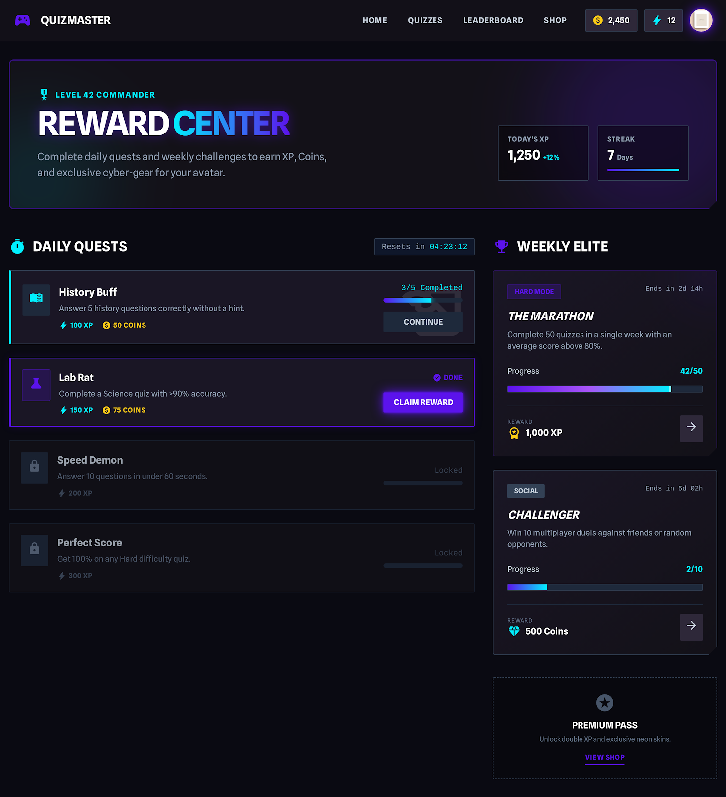 5. User Reward Center Variant 1