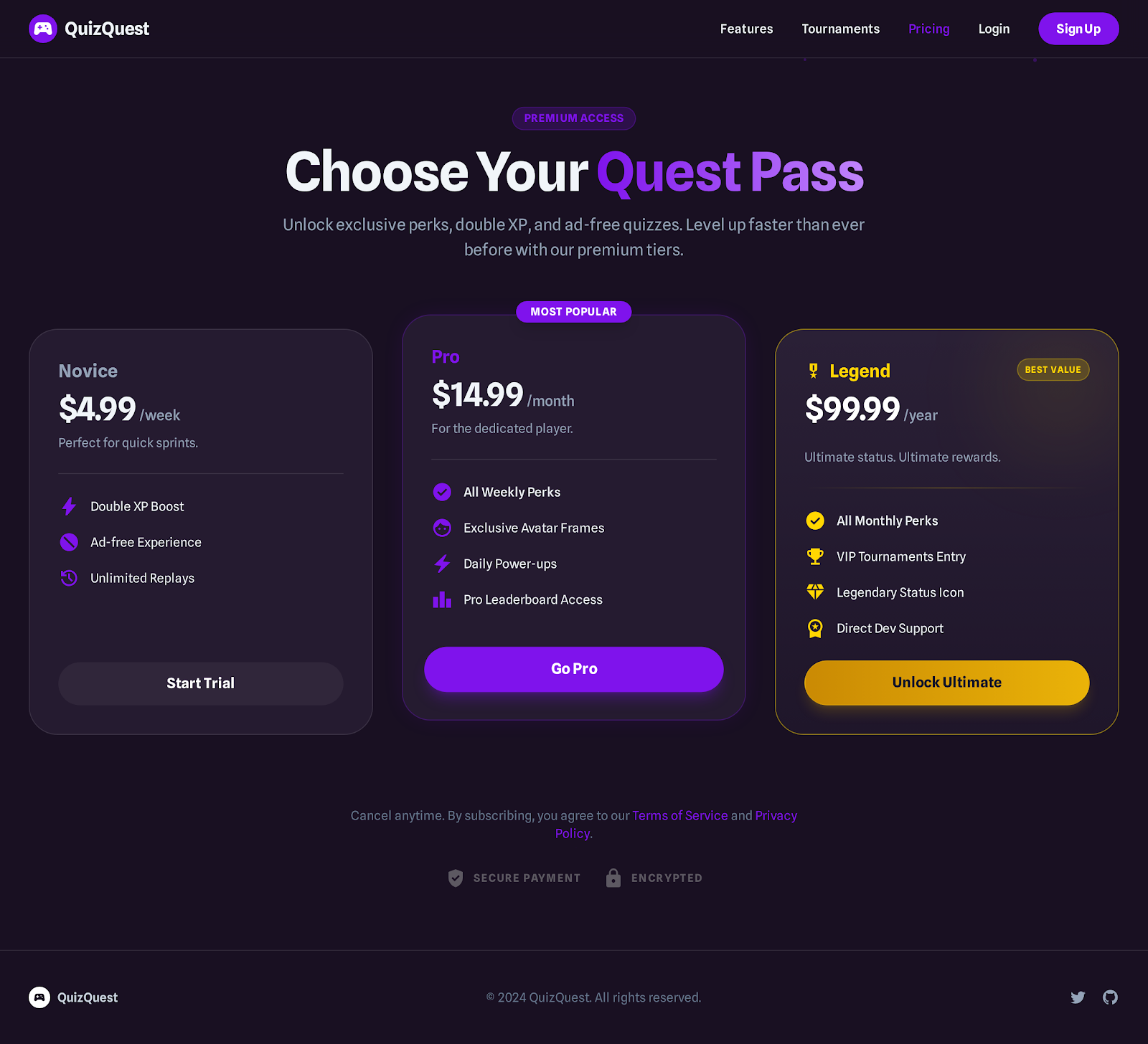 102. Subscription Plans Dark Mode