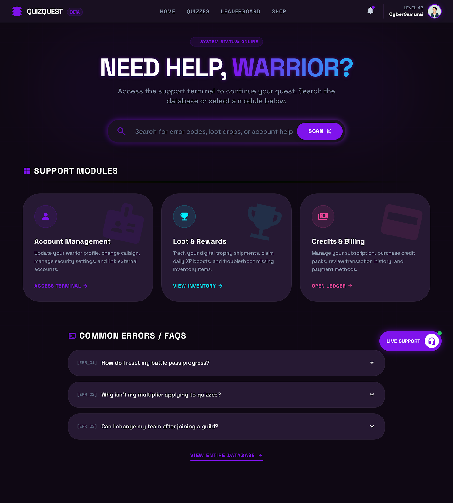 22. Help Center Dark Cyber Style