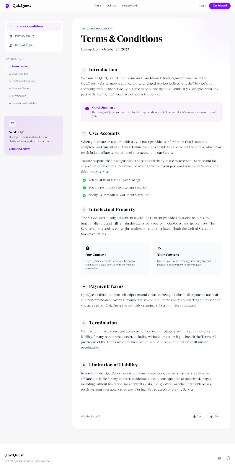 36. Legal & Policies Light Tech Style