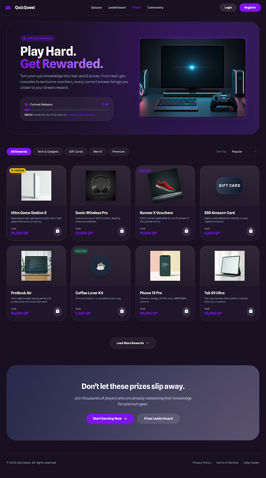 48. Prizes Page Dark Mode