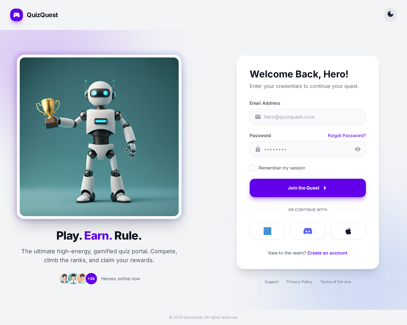 5. Authentication Page