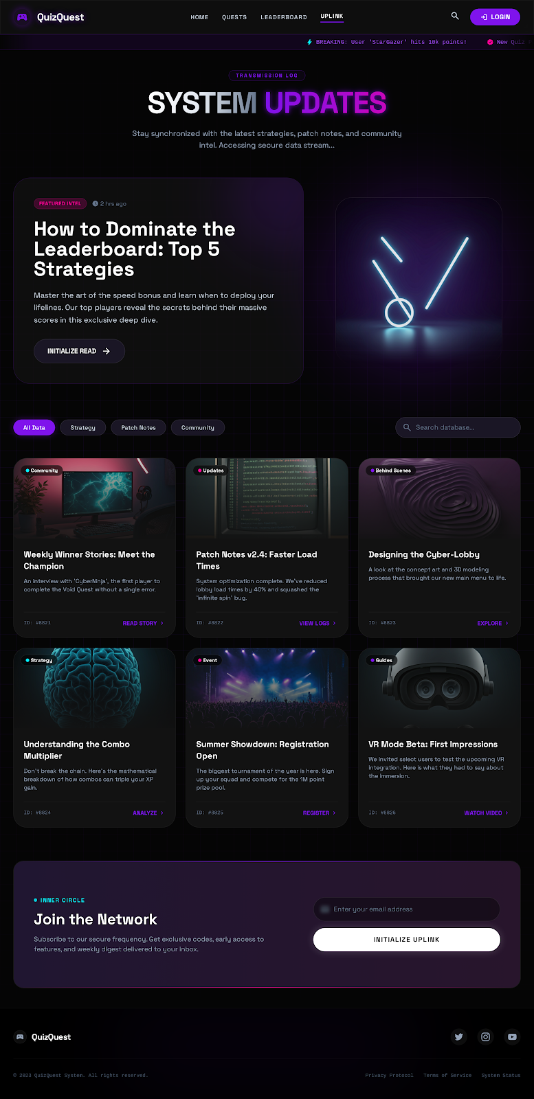 6. Blog & Updates Dark Cyber Style