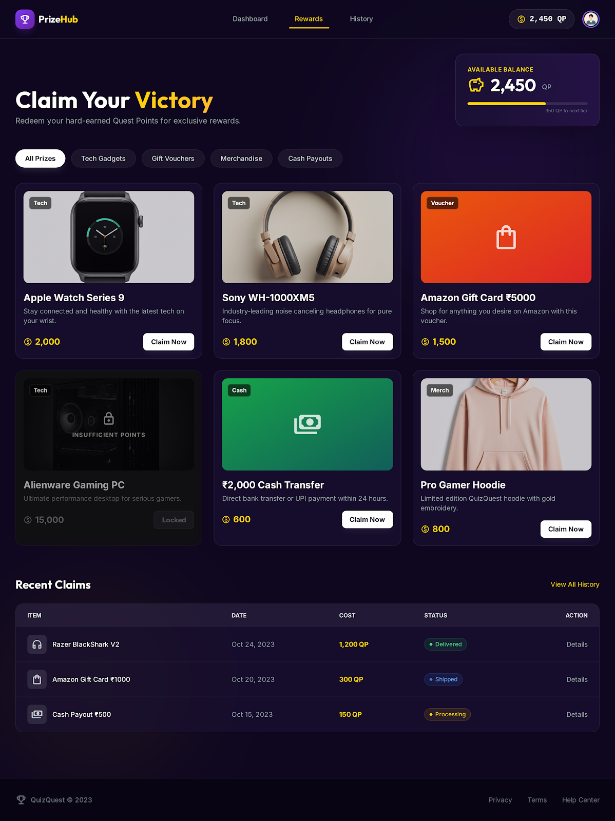 60. Quizquest Landing Page   Dark Mode 10