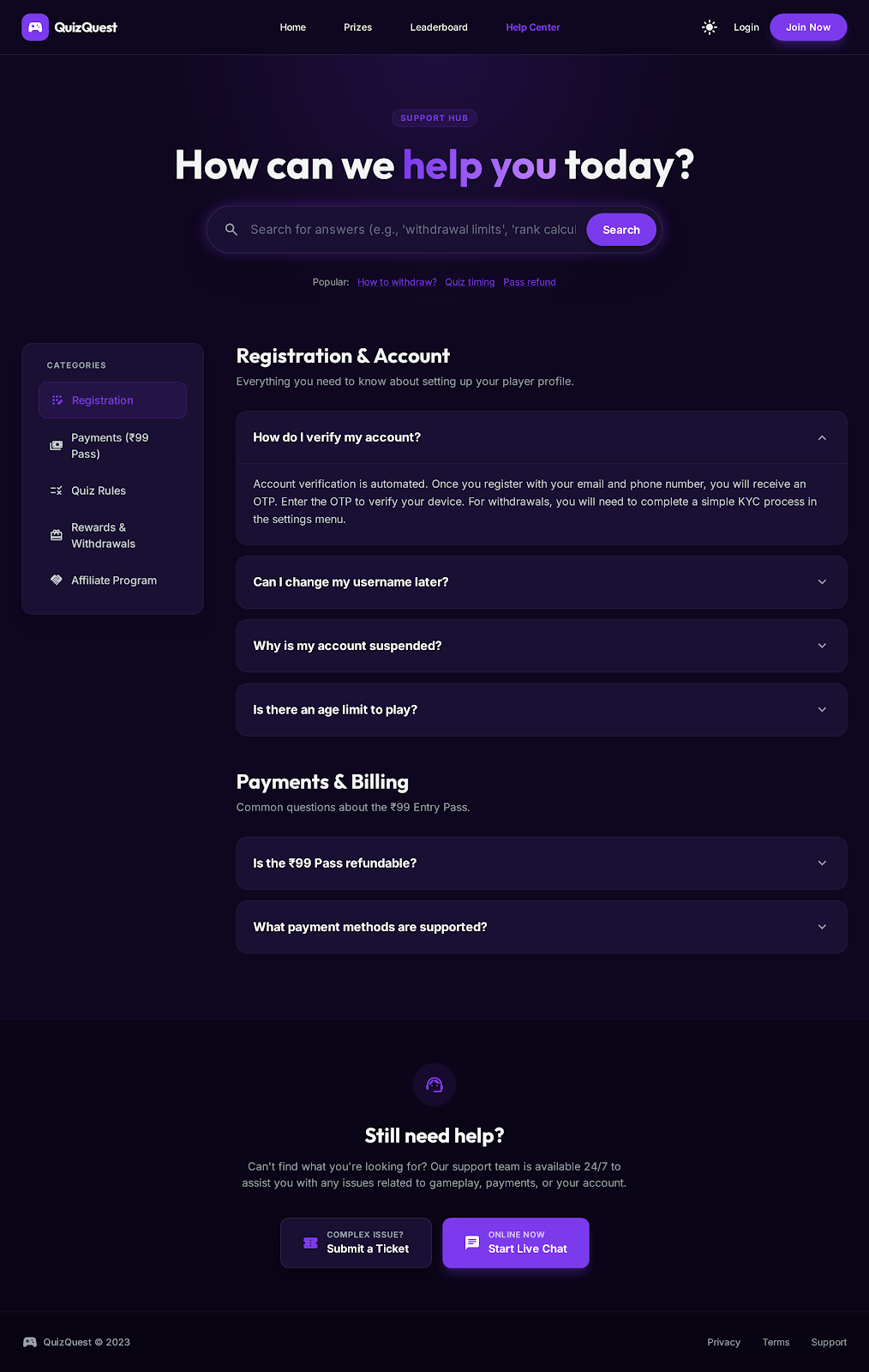 66. Quizquest Landing Page   Dark Mode 16