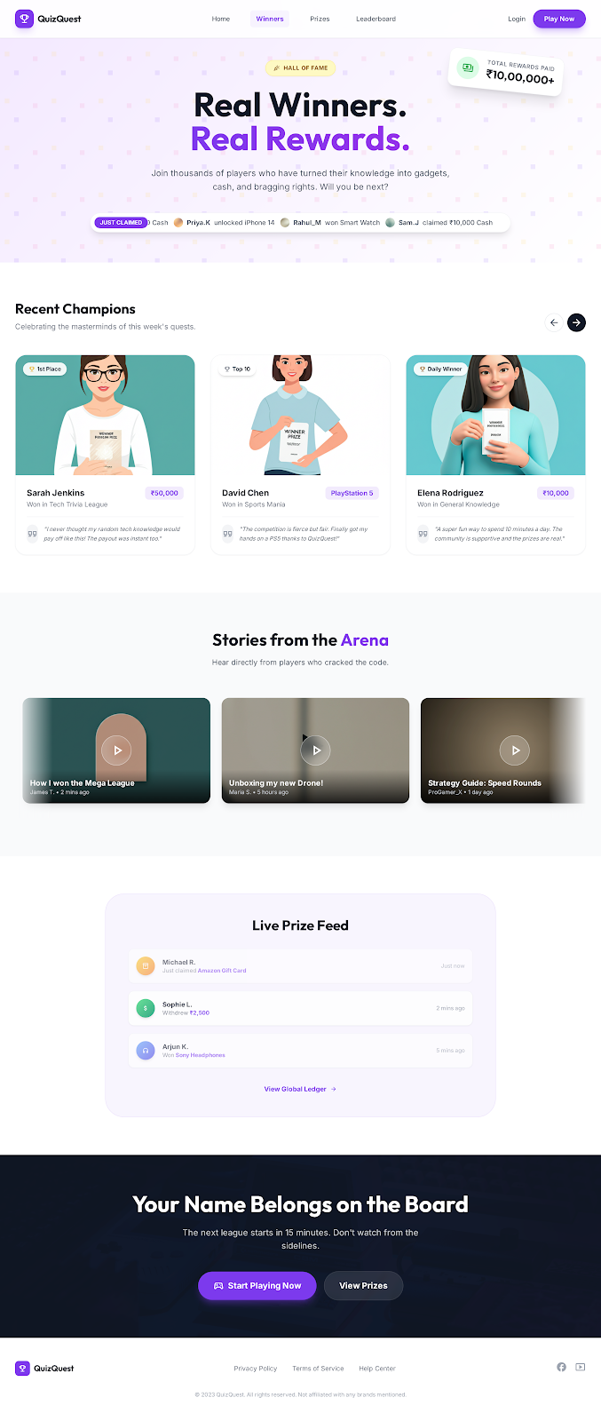 68. Quizquest Landing Page   Dark Mode 2
