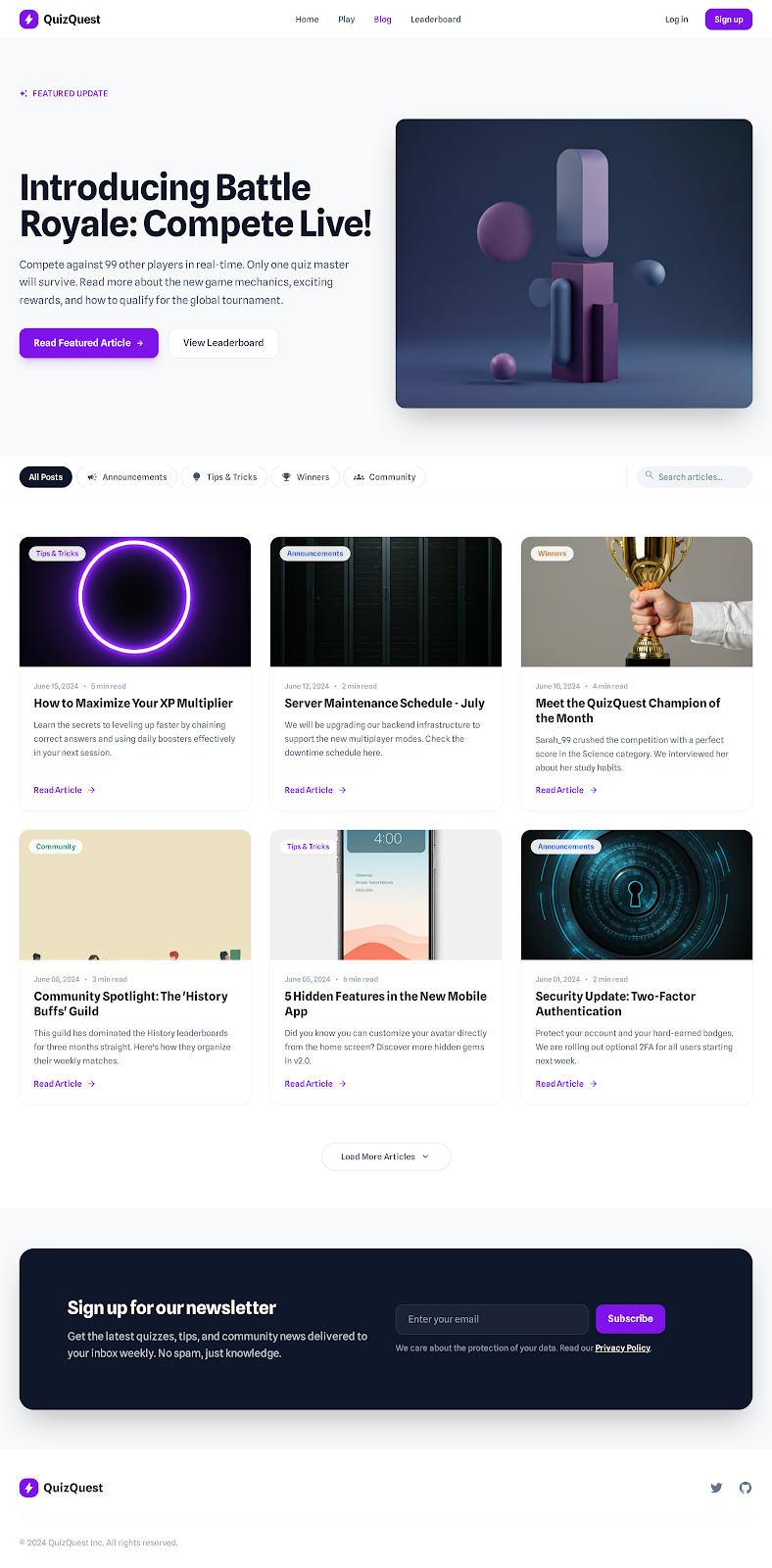 7. Blog & Updates Light Tech Style