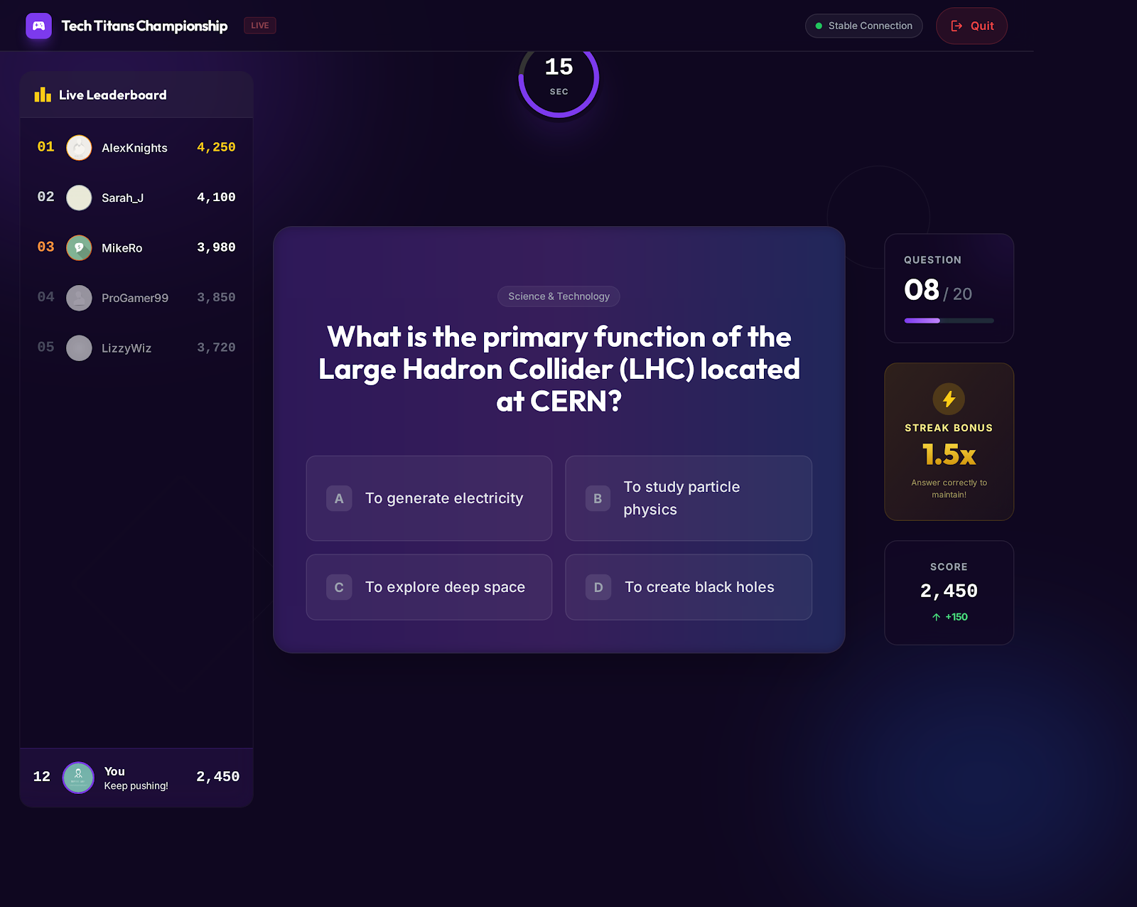 70. Quizquest Landing Page   Dark Mode 4