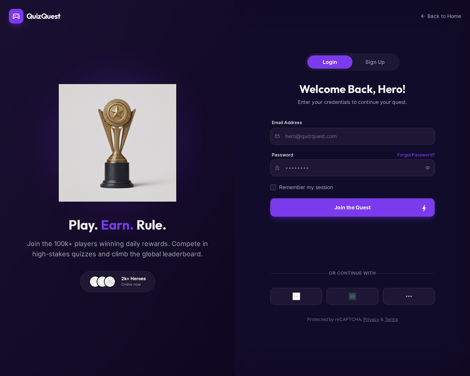 71. Quizquest Landing Page   Dark Mode 5
