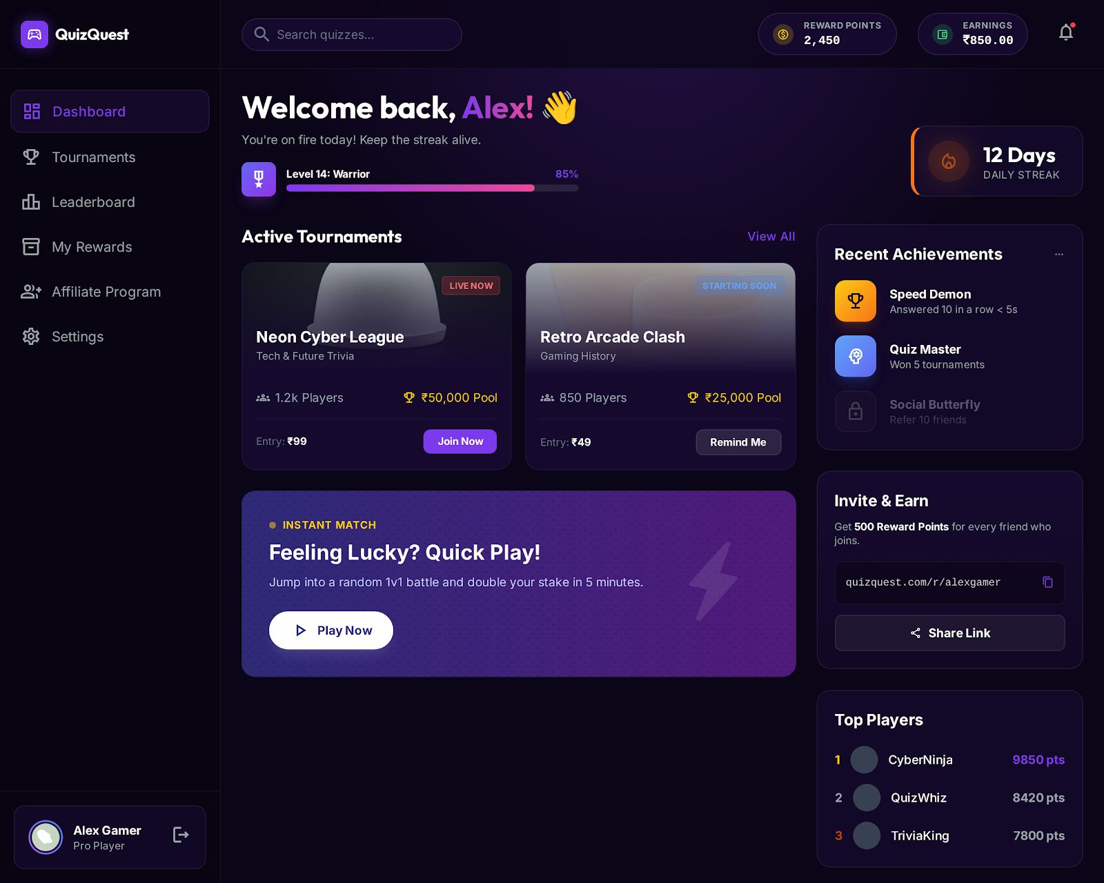 73. Quizquest Landing Page   Dark Mode 7