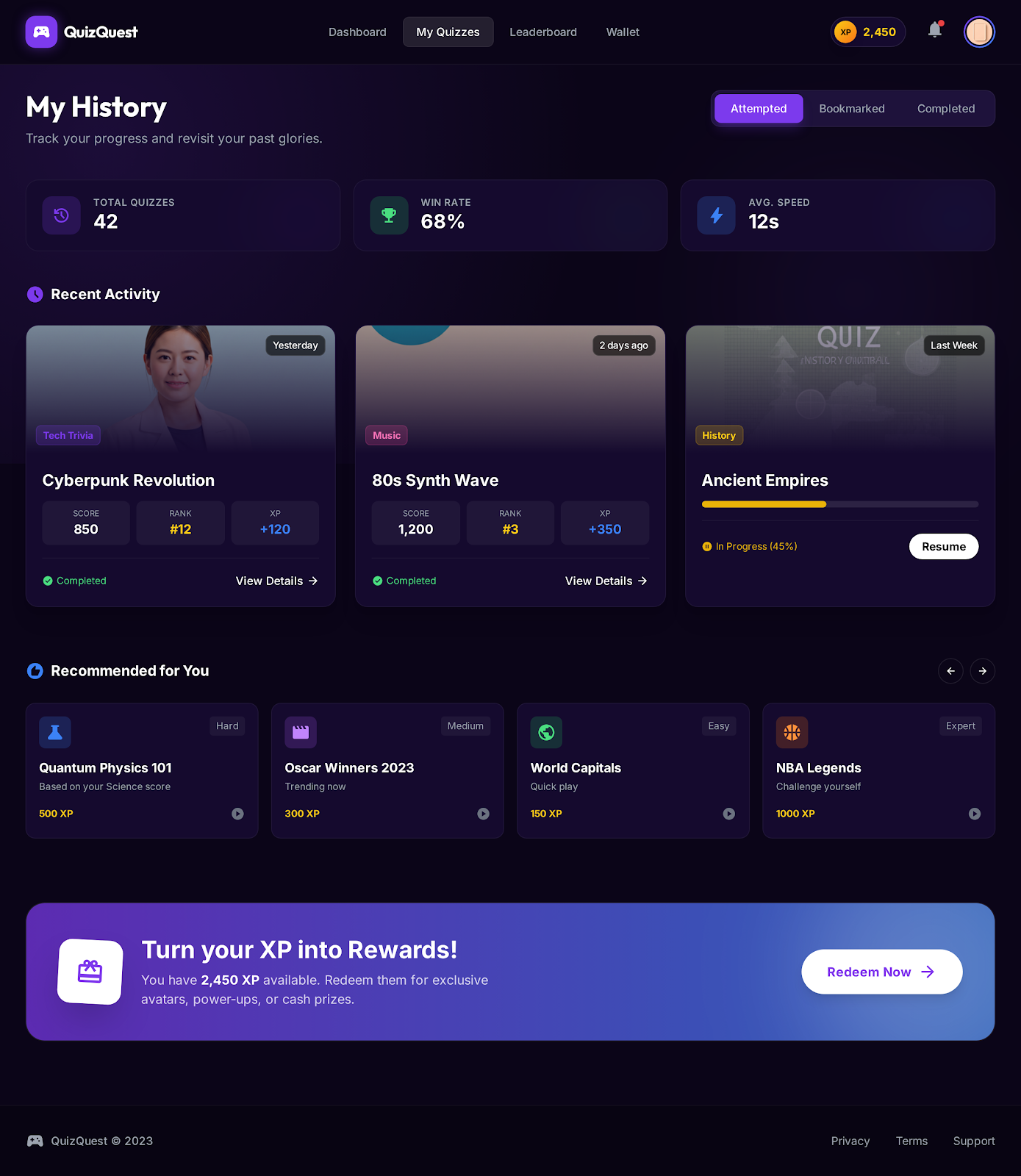 74. Quizquest Landing Page   Dark Mode 8