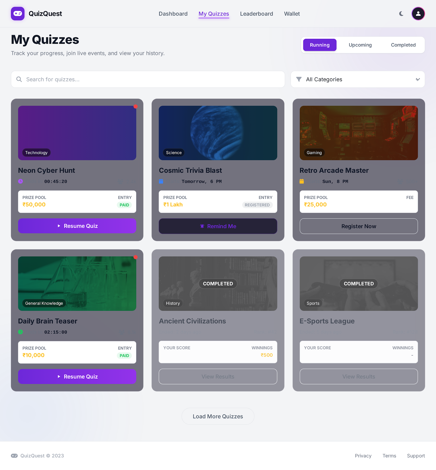 82. Quizquest Landing Page Dark Mode 3