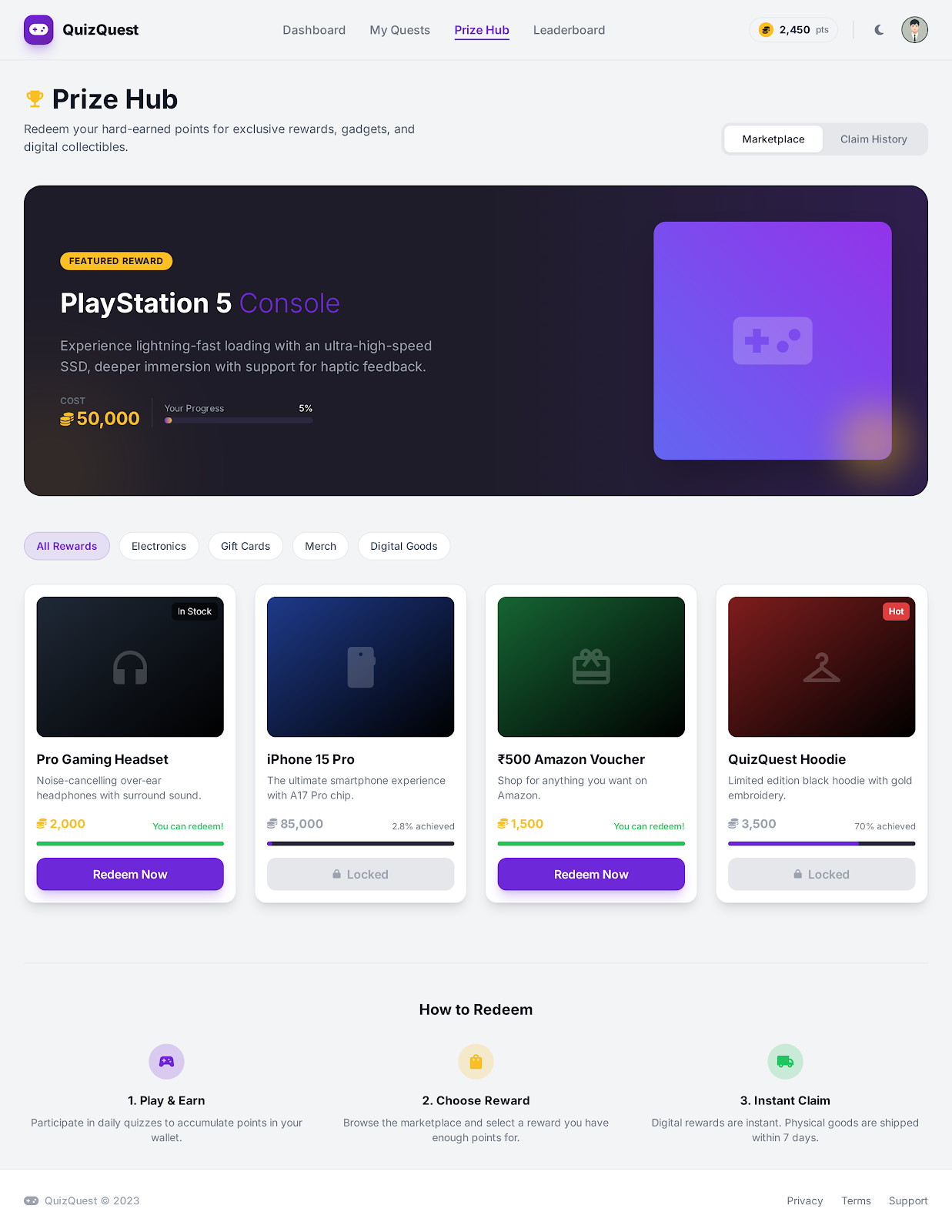 84. Quizquest Landing Page Dark Mode 5