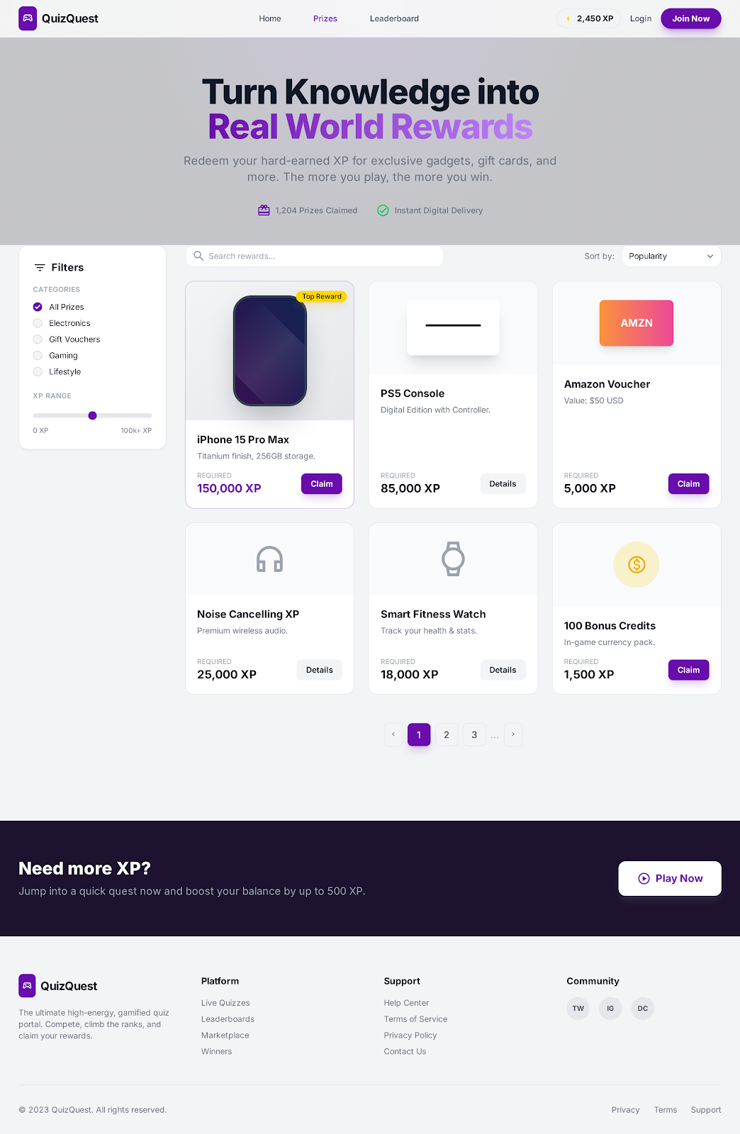90. Quizquest Prize Marketplace