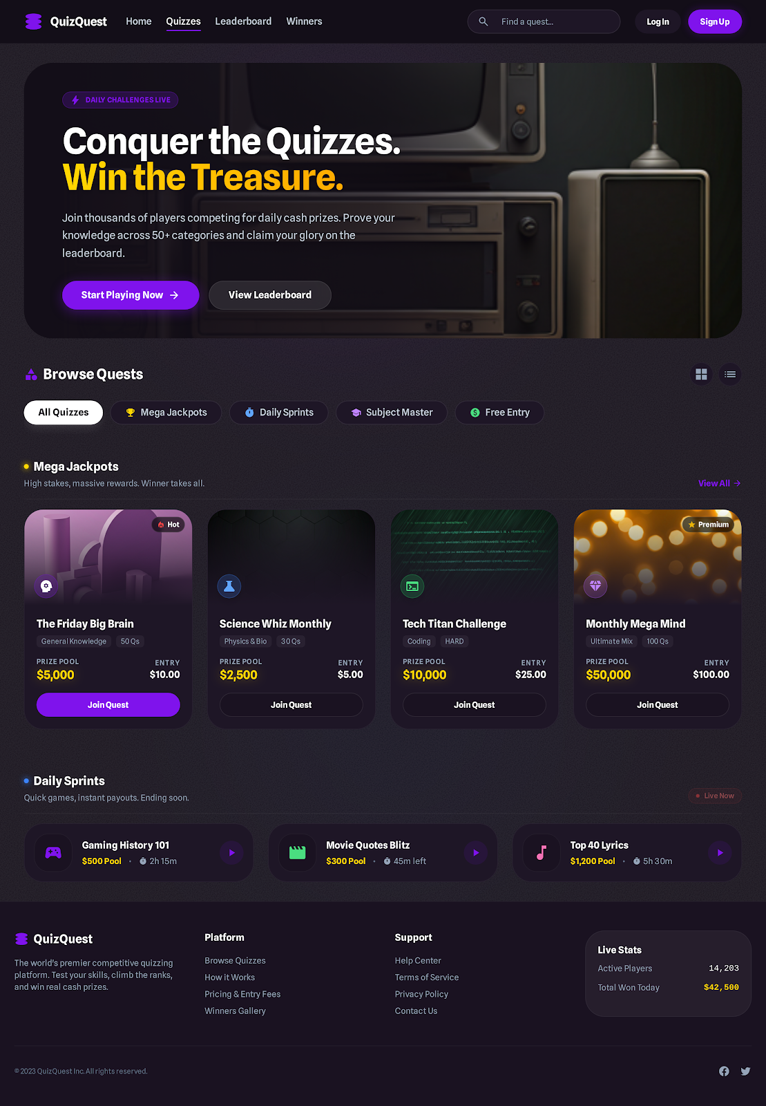 92. Quizzes Page Dark Mode