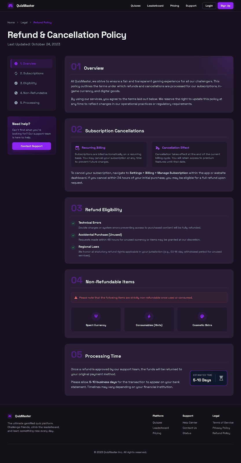 97. Refund Policy   Dark Mode V1